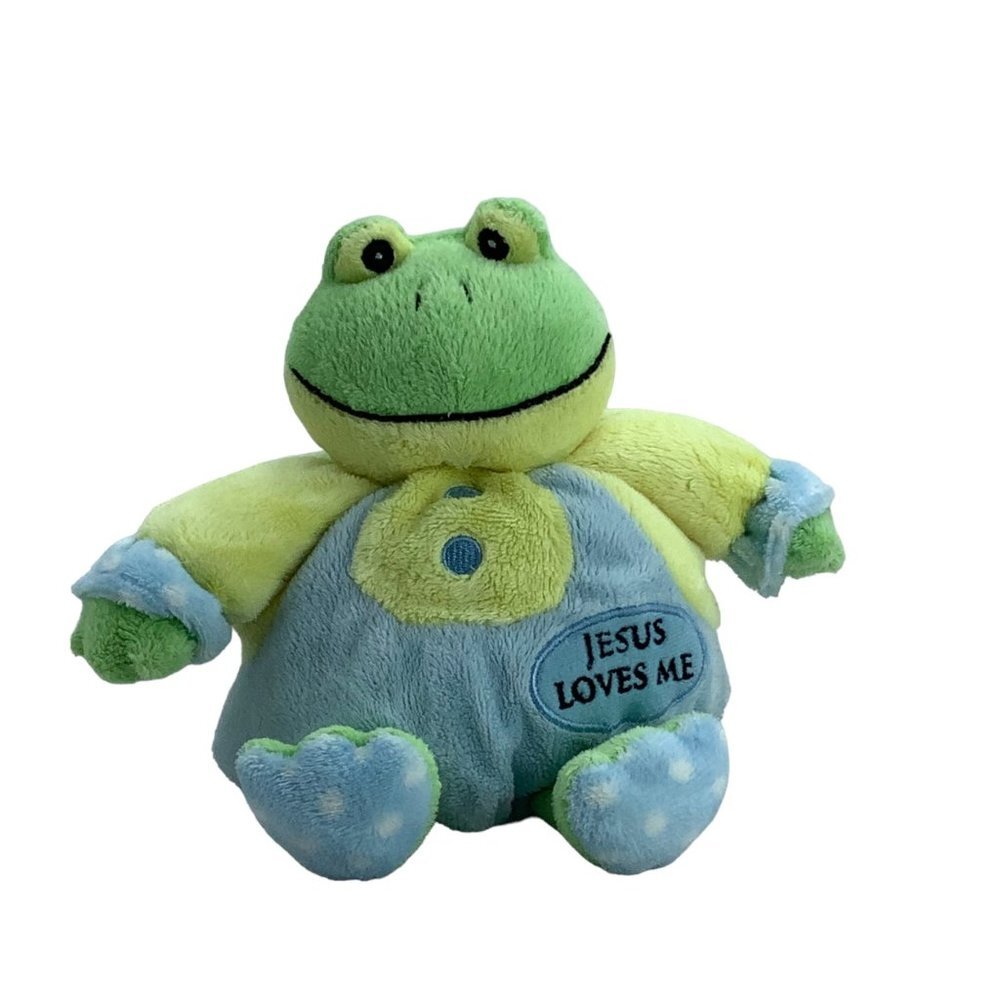 Aurora Baby Jesus Love Me Frog Pellet Filled Plush Lovey Stuffed Animal Toad 8"